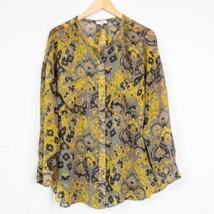 MOVING SALE! Aritzia Wilfred Silk Print Button Blouse Top, Size Small